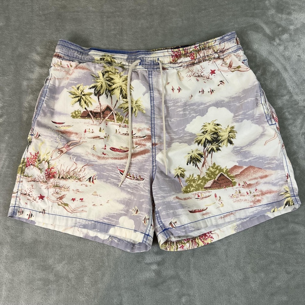 Polo Ralph Lauren Swim Trunks Shorts Mens Medium Tropical Hawaiian Island Print
